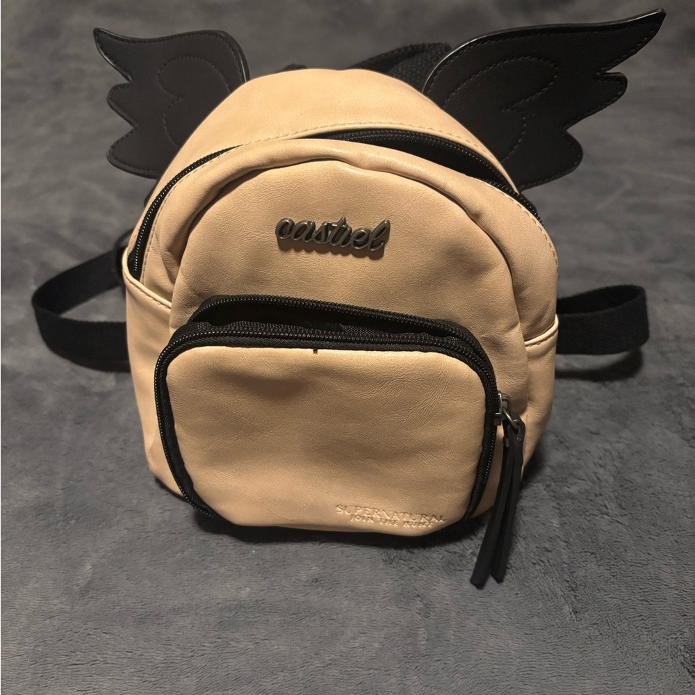 Supernatural Castiel Join the Hunt Pink Mini Backpack with Black Wings